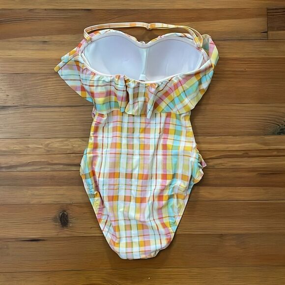 Bleu Rod Beattie Plaid Hip to Be Square One-Piece Swimsuit Womens size 6 Beach - Picture 3 of 10